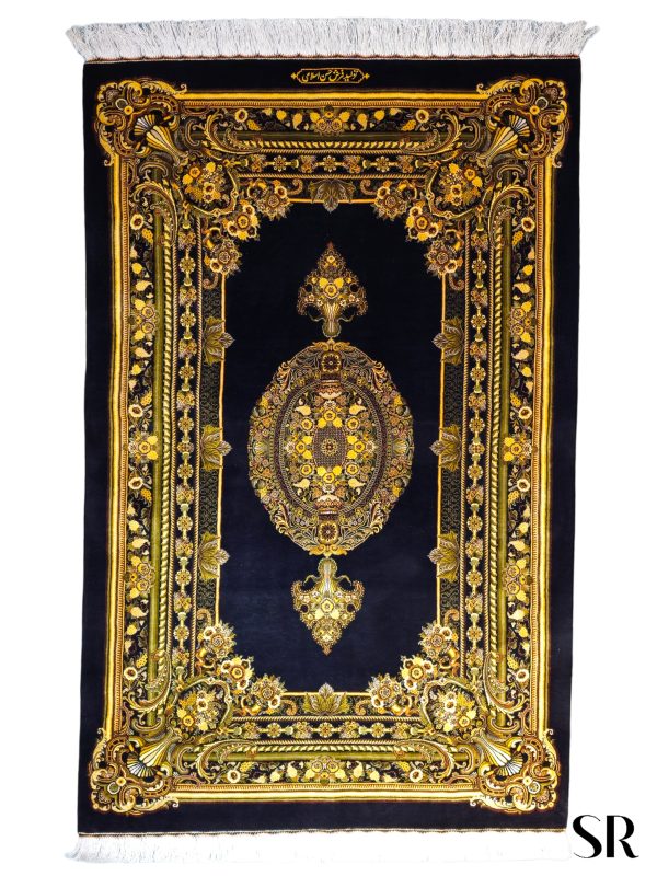 Qom Silk Rug Lachak Toranj Design