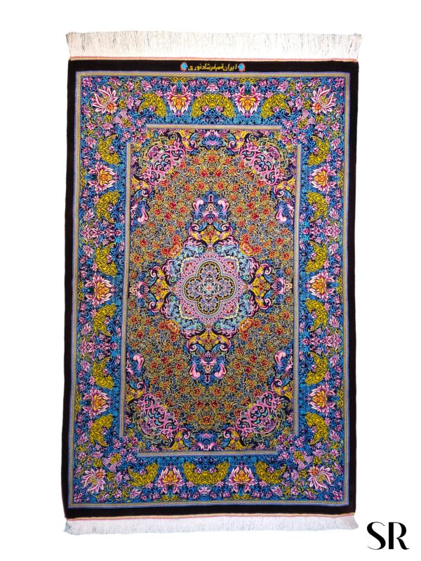 Qom Silk Handwoven Rug Lachak Toranj Design