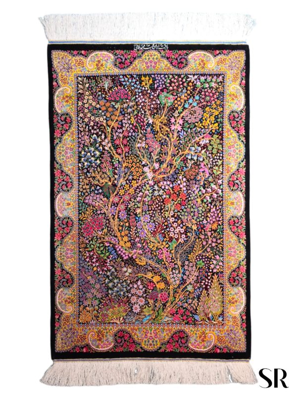 Qom Silk Handwoven Rug Tree Design